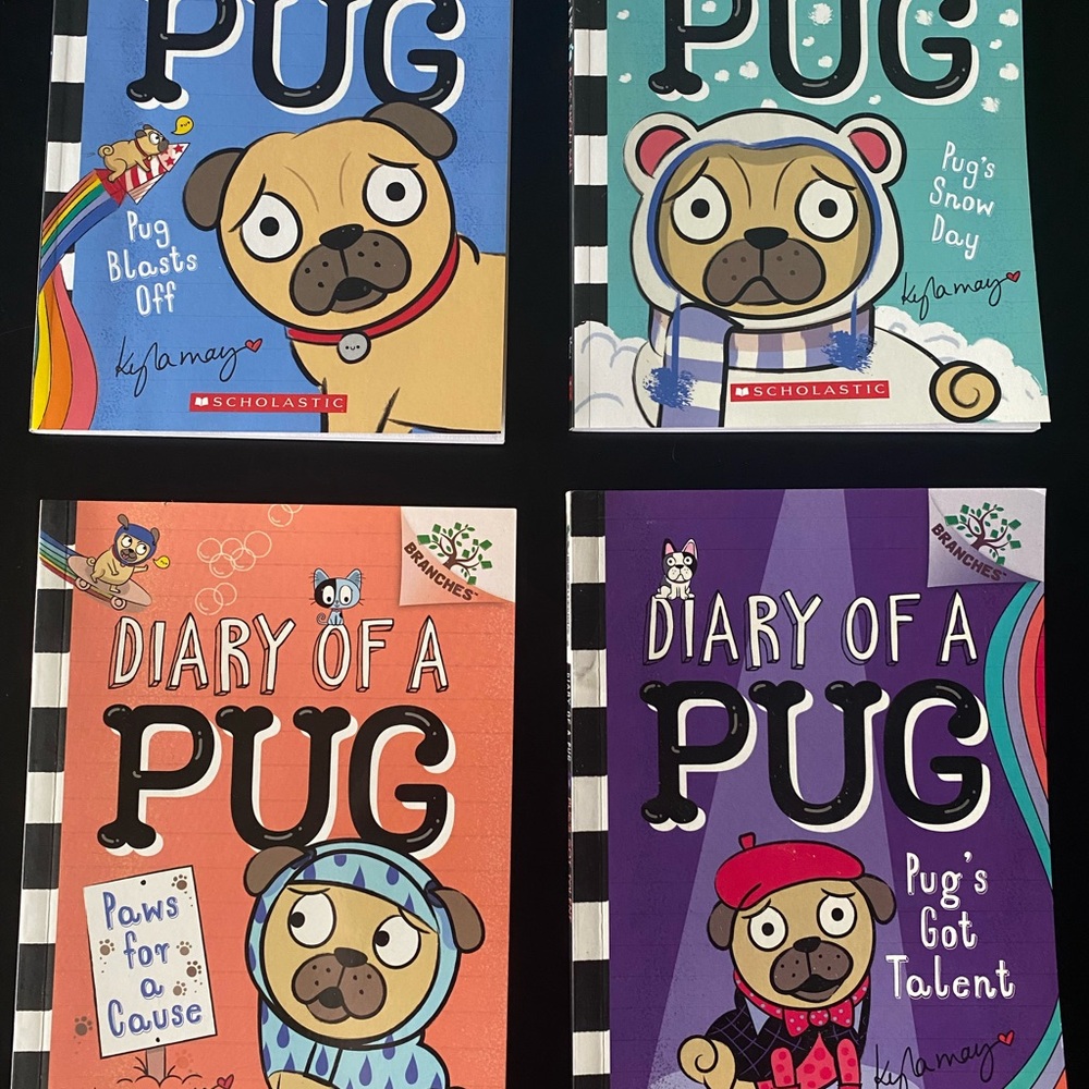 Scholastic Diary of a Pug Book Set - Blue, Green, Orange, Purple